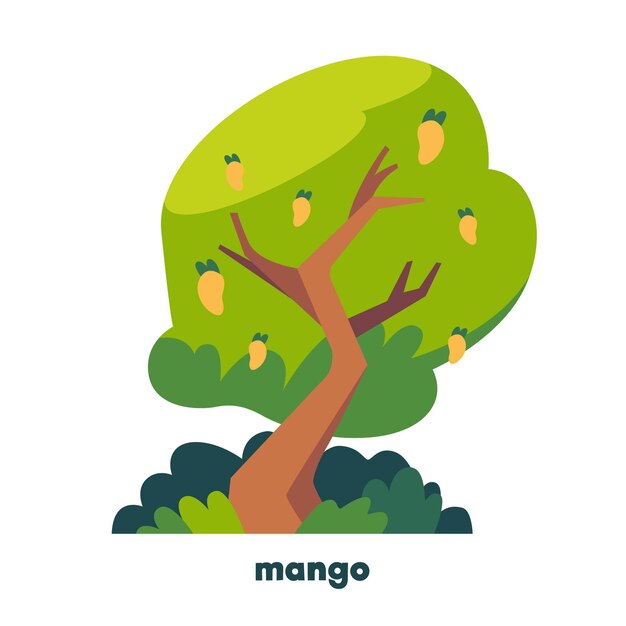 Flat design mango tree with fruit