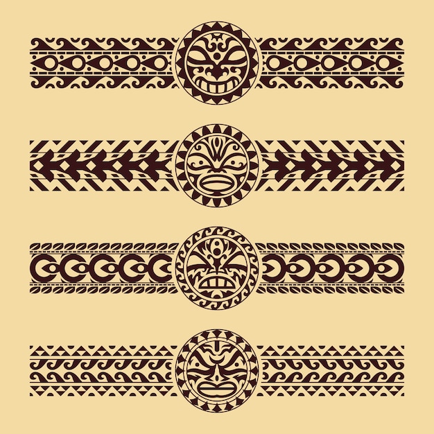 Free Vector flat design maori tattoo border element