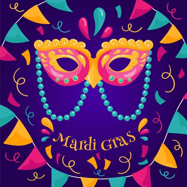 Flat design mardi gras carnival