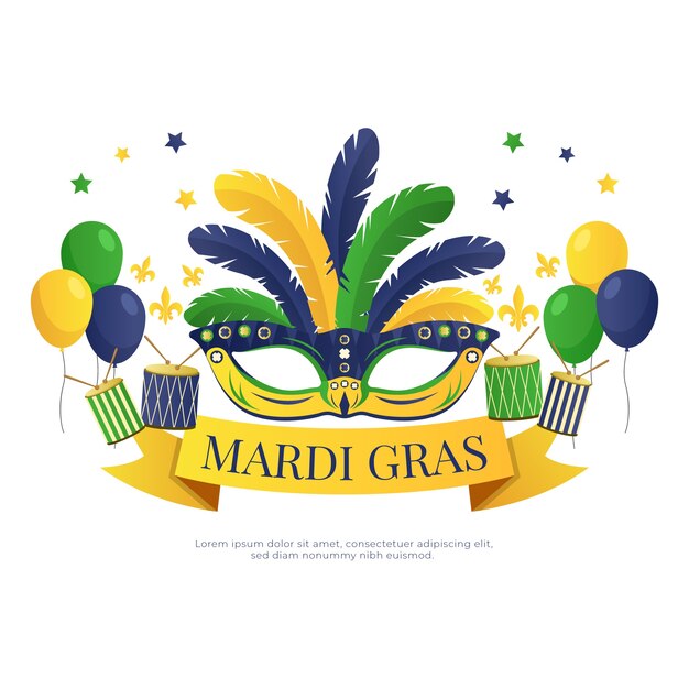 Flat design mardi gras concept