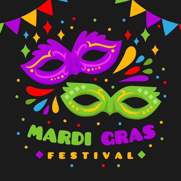 Flat design mardi gras concept