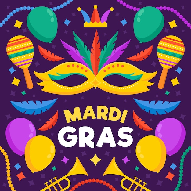 Flat design mardi gras concept