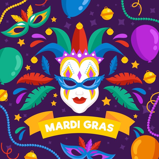 Flat design mardi gras concept