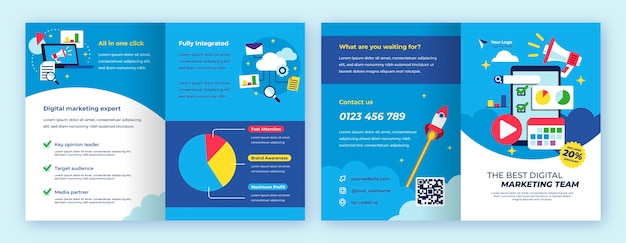 Flat design marketing agency  brochure