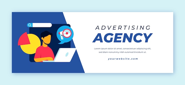 Free Vector flat design marketing agency facebook cover