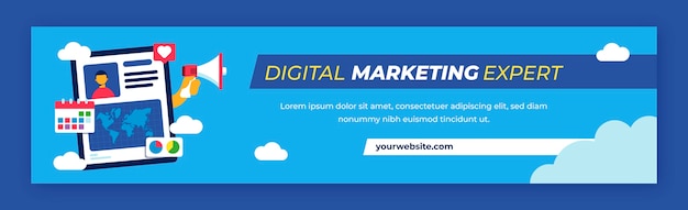 Flat design marketing agency  linkedin banner