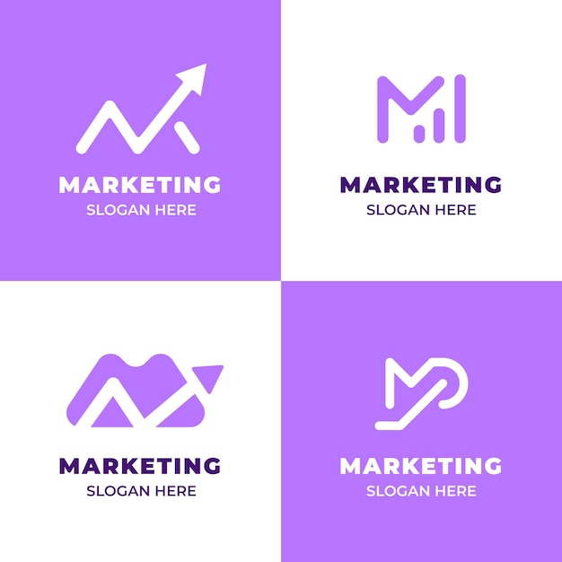 Flat design marketing logo set