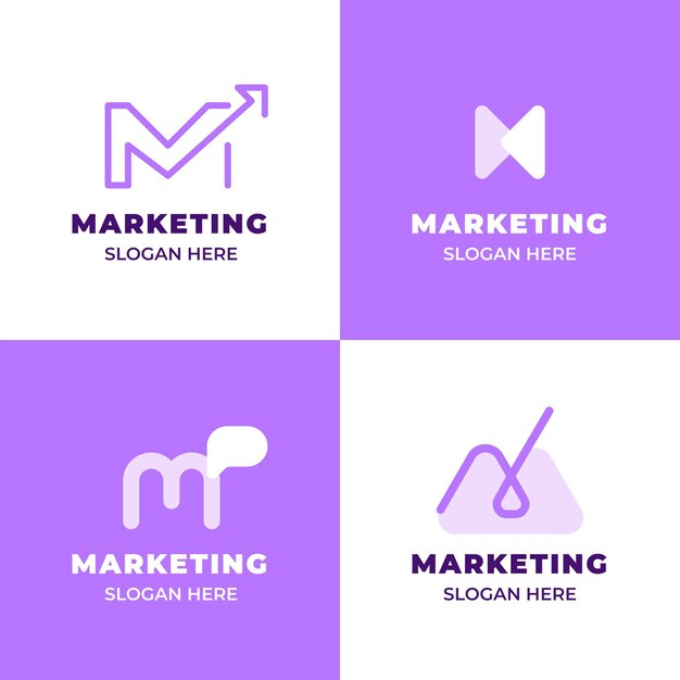 Flat design marketing logo set