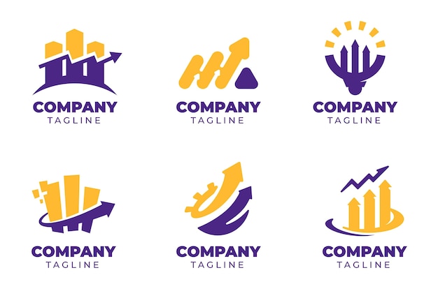 Flat design marketing logo template set