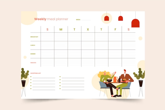 Free Vector flat design meal planner template