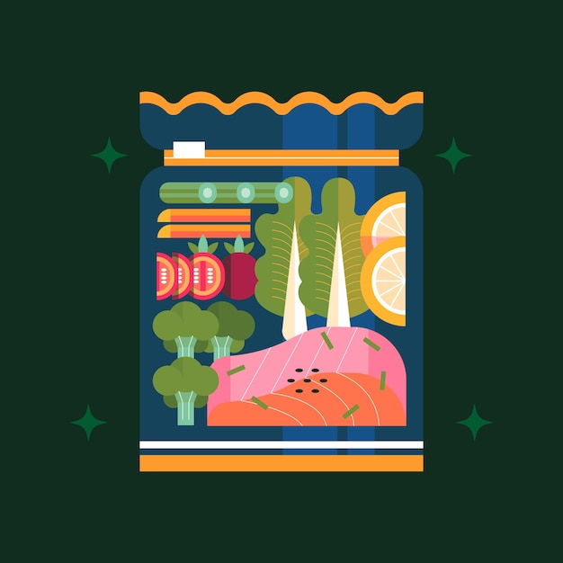 Flat design meal prep illustration