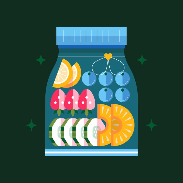 Flat design meal prep illustration