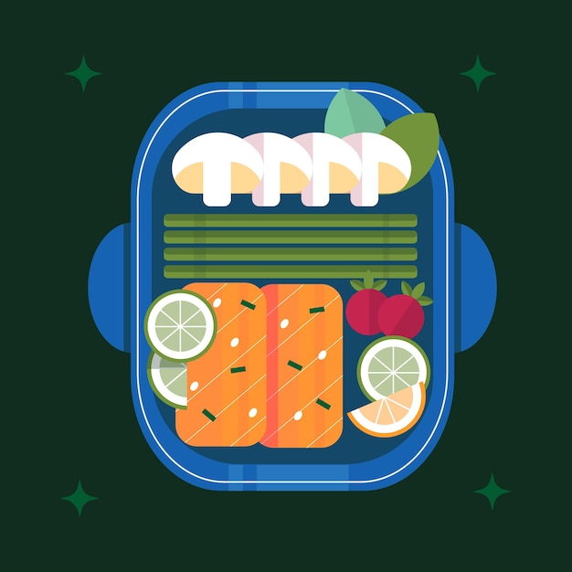 Flat design meal prep illustration