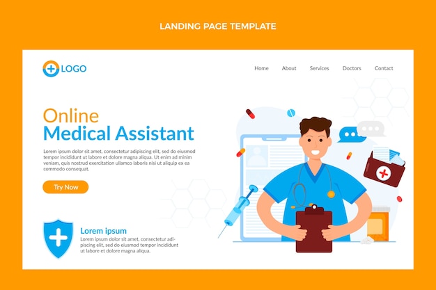 Free Vector flat design medical assistant landing page