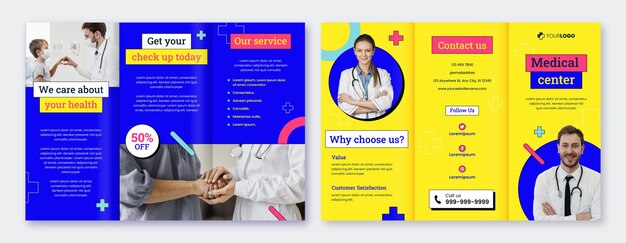 Flat design medical care brochure template