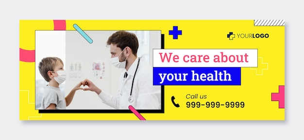 Flat design medical care facebook cover