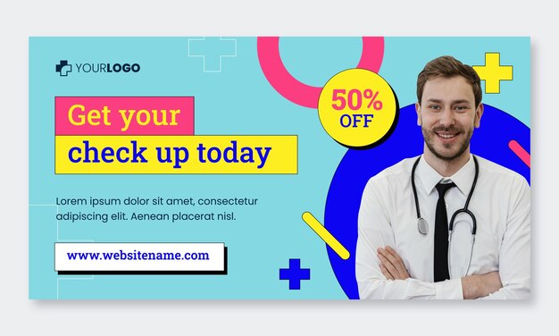 Flat design medical care facebook template