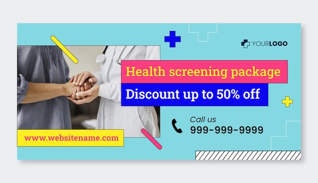 Flat design medical care sale banner