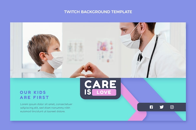 Free Vector flat design medical care twitch background