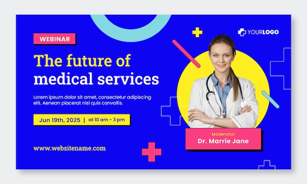 Flat design medical care webinar template