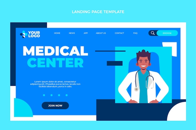 Flat design medical center landing page