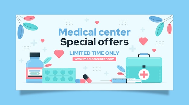 Free Vector flat design medical center sale banner template