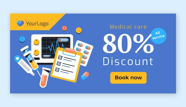 Free Vector flat design medical center sale banner