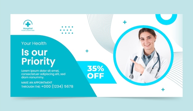 Flat design medical clinic sale banner