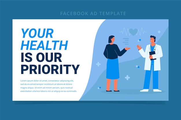 Flat design medical facebook post template