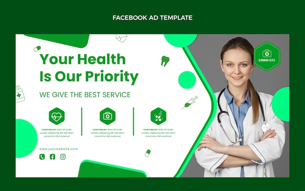 Flat design medical facebook template