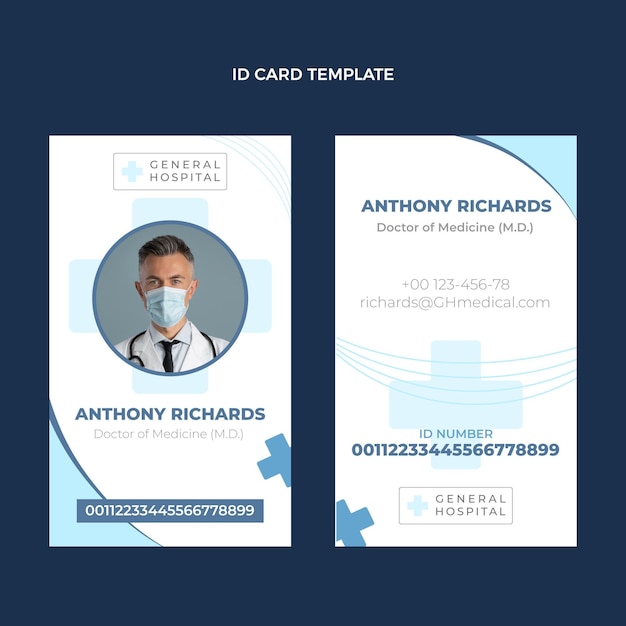 Free vector flat design medical id card template