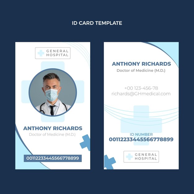 Flat design medical id card template