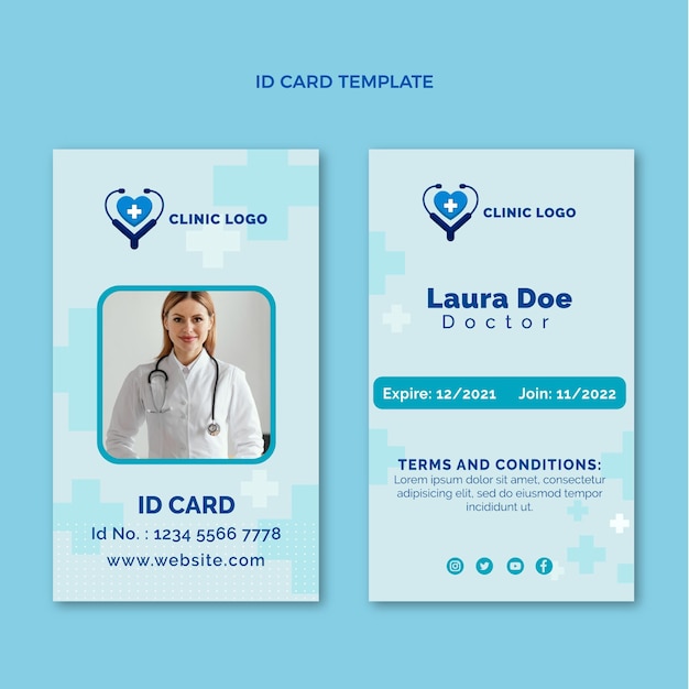 Flat design medical id card template