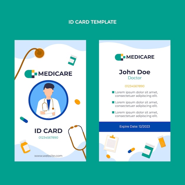 Flat design medical id card template