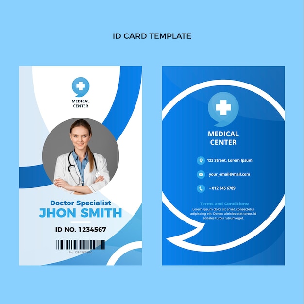 Flat design of medical id card