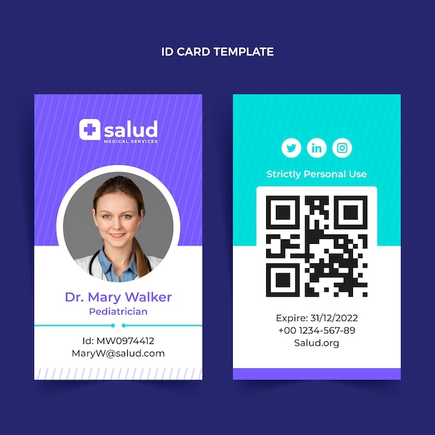 Flat design medical id card