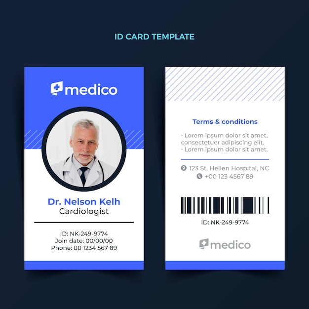 Flat design medical id card