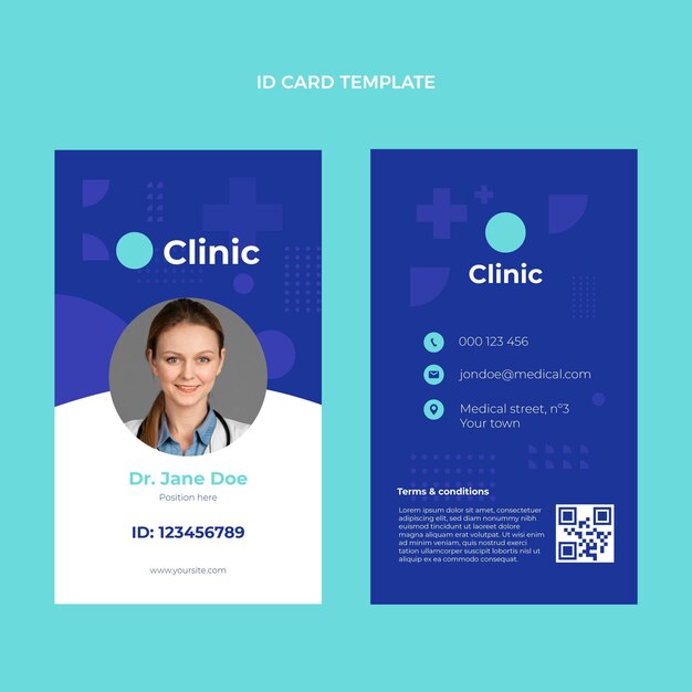 Flat design medical id card