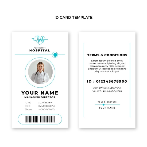 Flat design medical id card