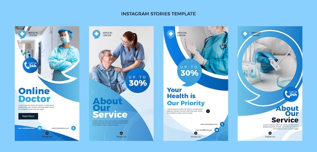 Flat design of medical instagram stories