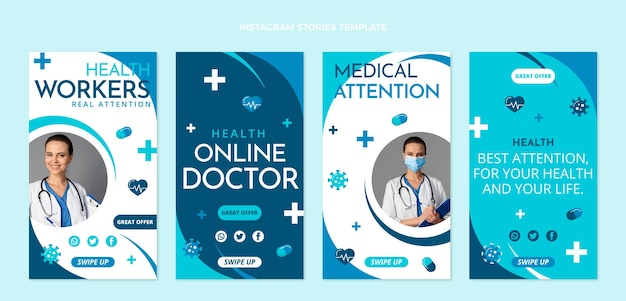 Free Vector flat design medical instagram stories