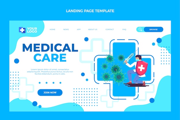 Flat design medical landing page template