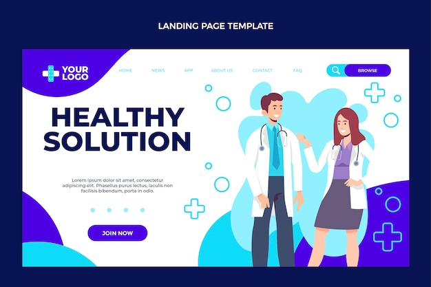 Flat design of medical landing page