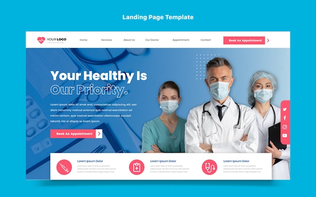 Flat design medical landing page