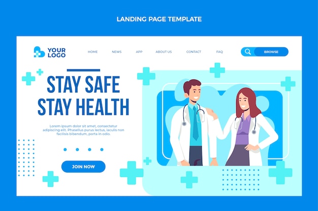 Flat design medical landing page