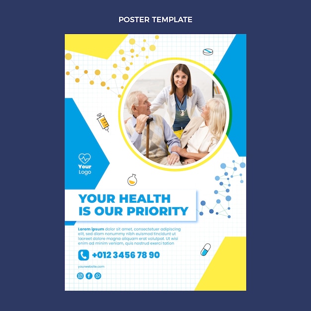 Flat design medical poster template