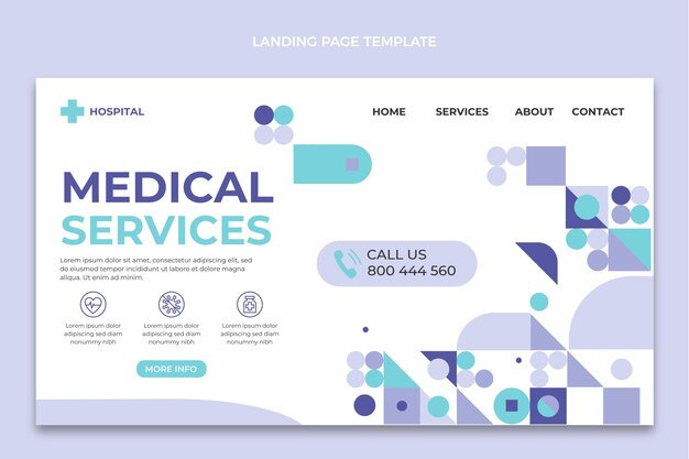 Flat design medical services landing page