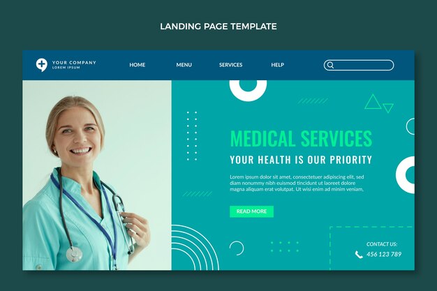 Flat design medical services landing page