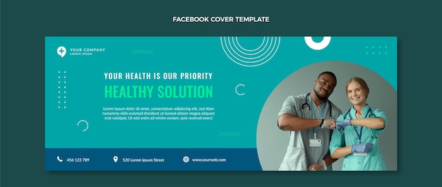 Flat design medical solution facebook cover