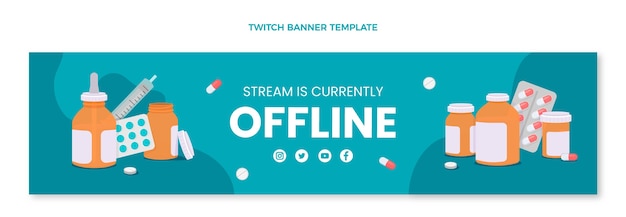 Flat design medical stream twitch banner